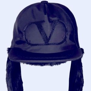VALENTINO GARAVANI VLogo Silk Baseball Cap Size M Ear Flaps